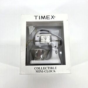 Vintage Timex White Stand Mixer Kitchen Collectible Mini Quartz Clock w/ Box